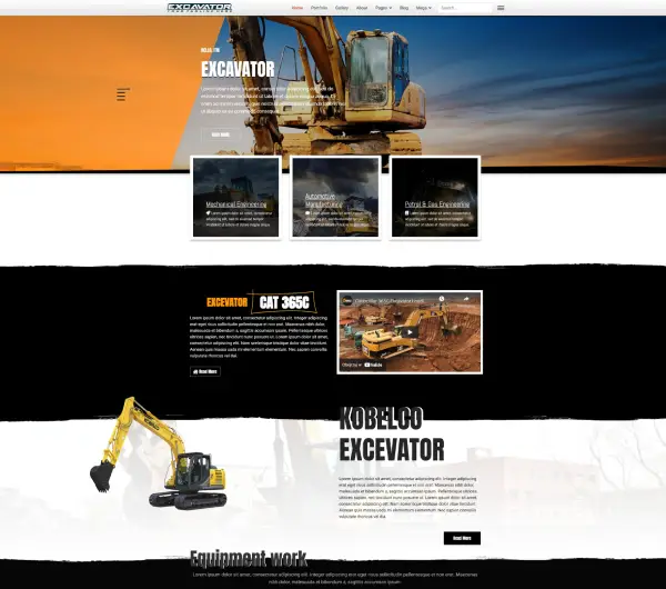 Zrzut ekranu szablonu Joomla DD Excavator 119 dla firm budowlanych.